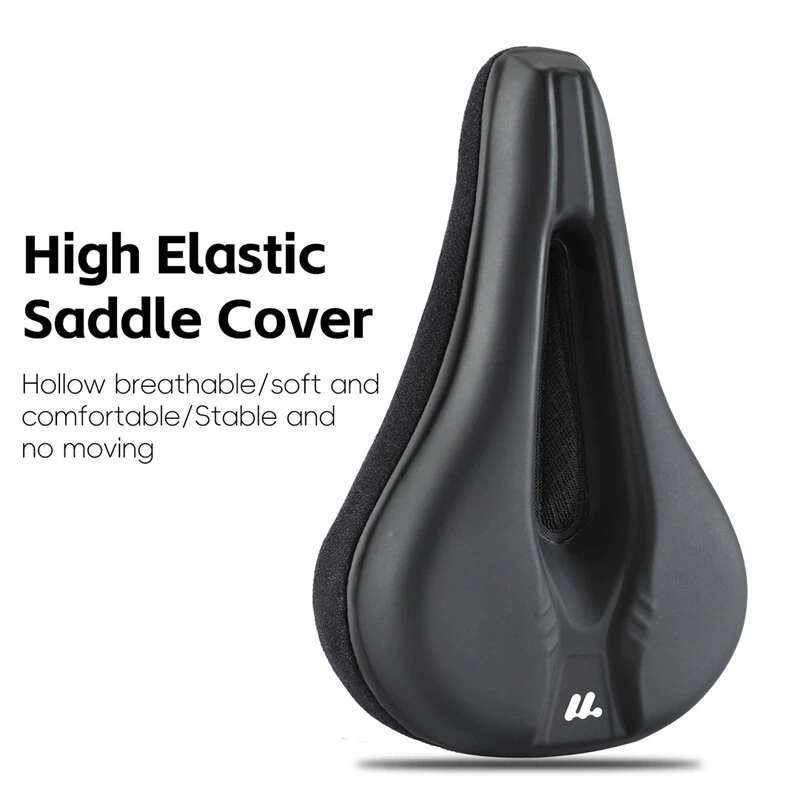 (image for) WEST BIKNIG Thickened Sponge High Elasticity Bike Seat Cushion PU Leather Soft Waterproof Hook Loop Fastening Bicycle Saddle Cover