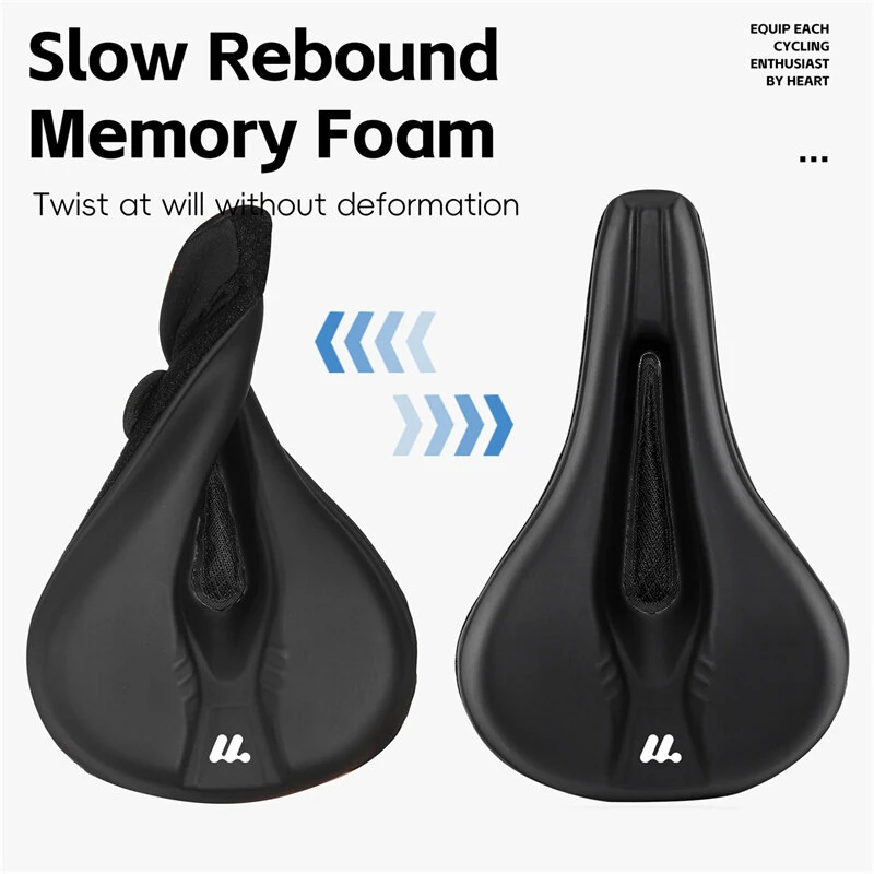 (image for) WEST BIKNIG Thickened Sponge High Elasticity Bike Seat Cushion PU Leather Soft Waterproof Hook Loop Fastening Bicycle Saddle Cover