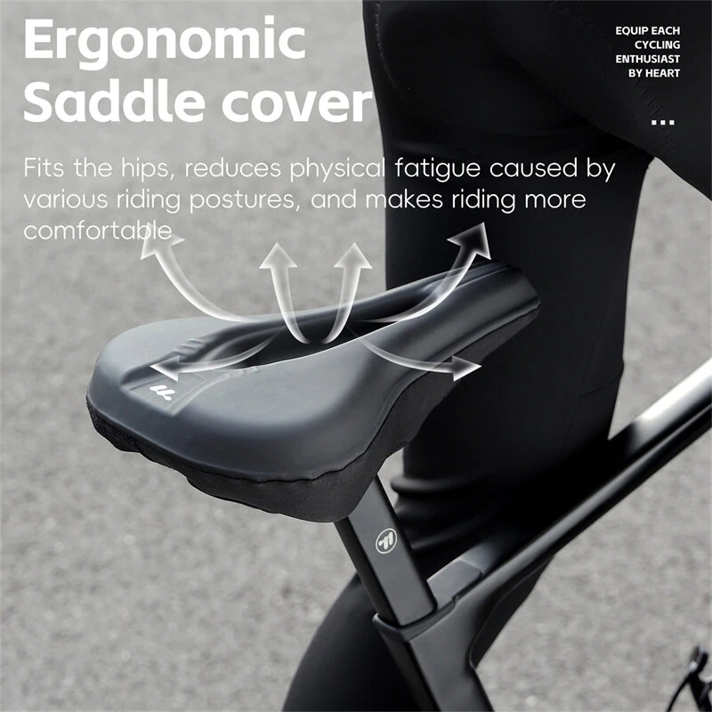 (image for) WEST BIKNIG Thickened Sponge High Elasticity Bike Seat Cushion PU Leather Soft Waterproof Hook Loop Fastening Bicycle Saddle Cover