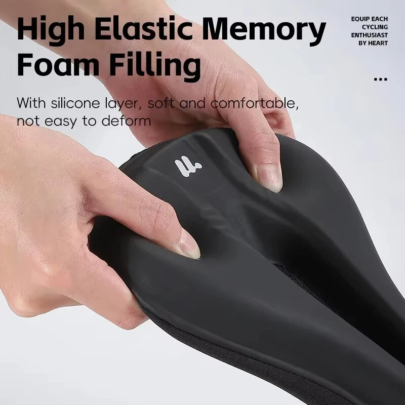 (image for) WEST BIKNIG Thickened Sponge High Elasticity Bike Seat Cushion PU Leather Soft Waterproof Hook Loop Fastening Bicycle Saddle Cover