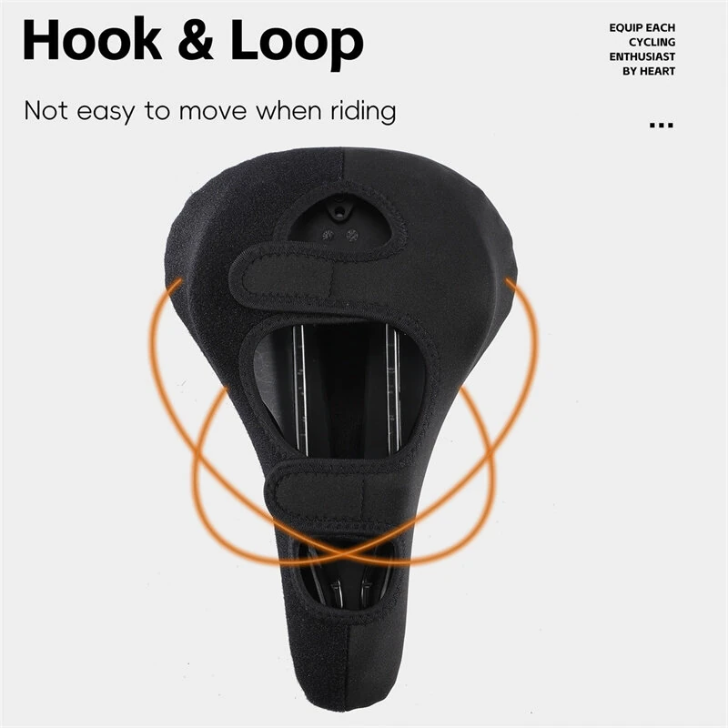 (image for) WEST BIKNIG Thickened Sponge High Elasticity Bike Seat Cushion PU Leather Soft Waterproof Hook Loop Fastening Bicycle Saddle Cover